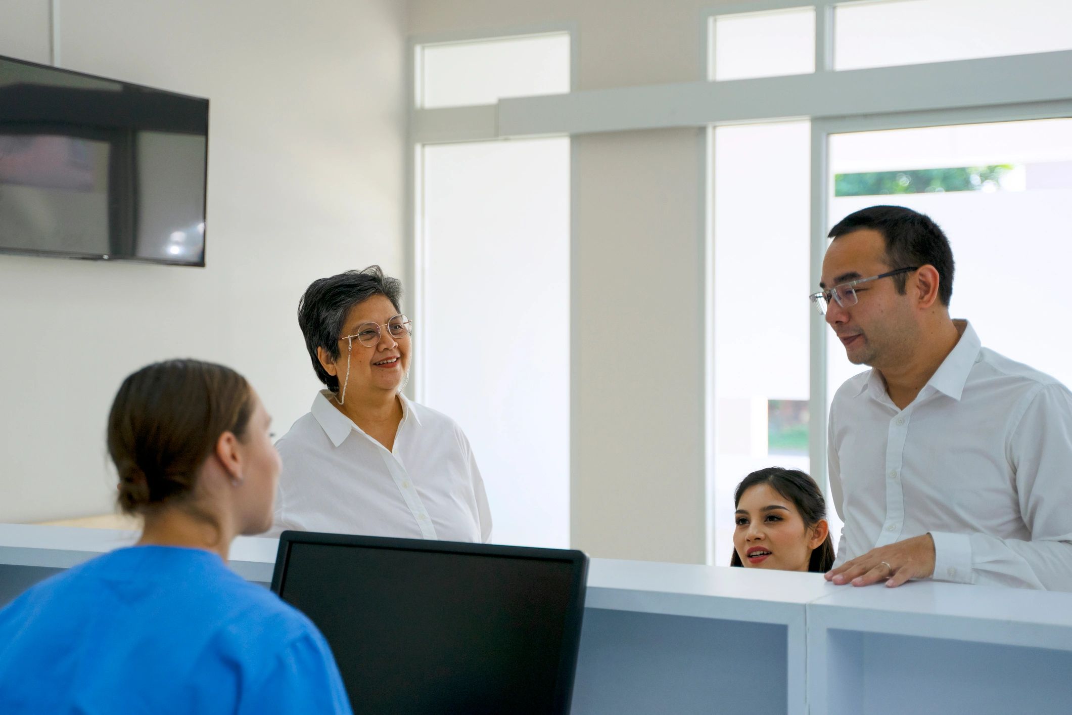 Patients arriving for care at a modern healthcare setting